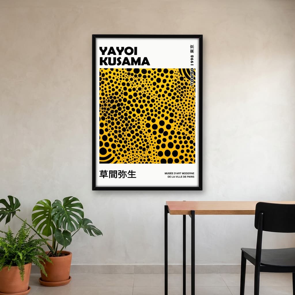 Quadro Decorativo Yayoi Kusama Pontos Pretos Amarelos Artes
