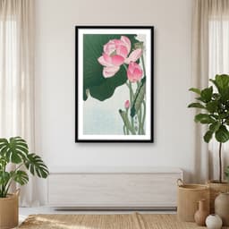 Quadro Decorativo Flores De Lótus Desabrochando - Ohara Koson