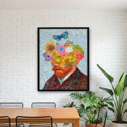 Quadro Decorativo Flores E Borboleta - Vincent Van Gogh