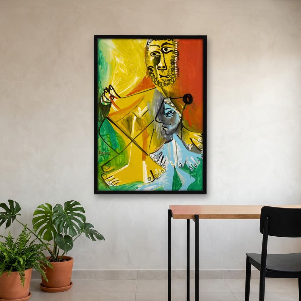 Quadro Decorativo Pablo Picasso Vertical Homem E Criança