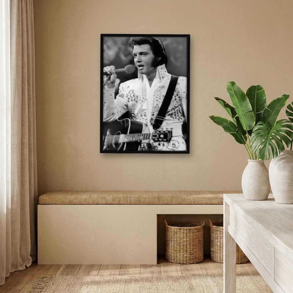 Quadro Decorativo Elvis Presley com Macacão Branco