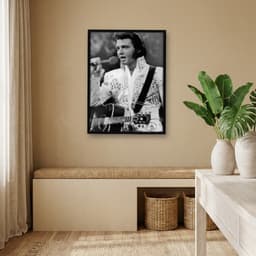 Quadro Decorativo Elvis Presley com Macacão Branco