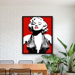 Quadro Decorativo Marilyn Monroe com fundo Vermelho