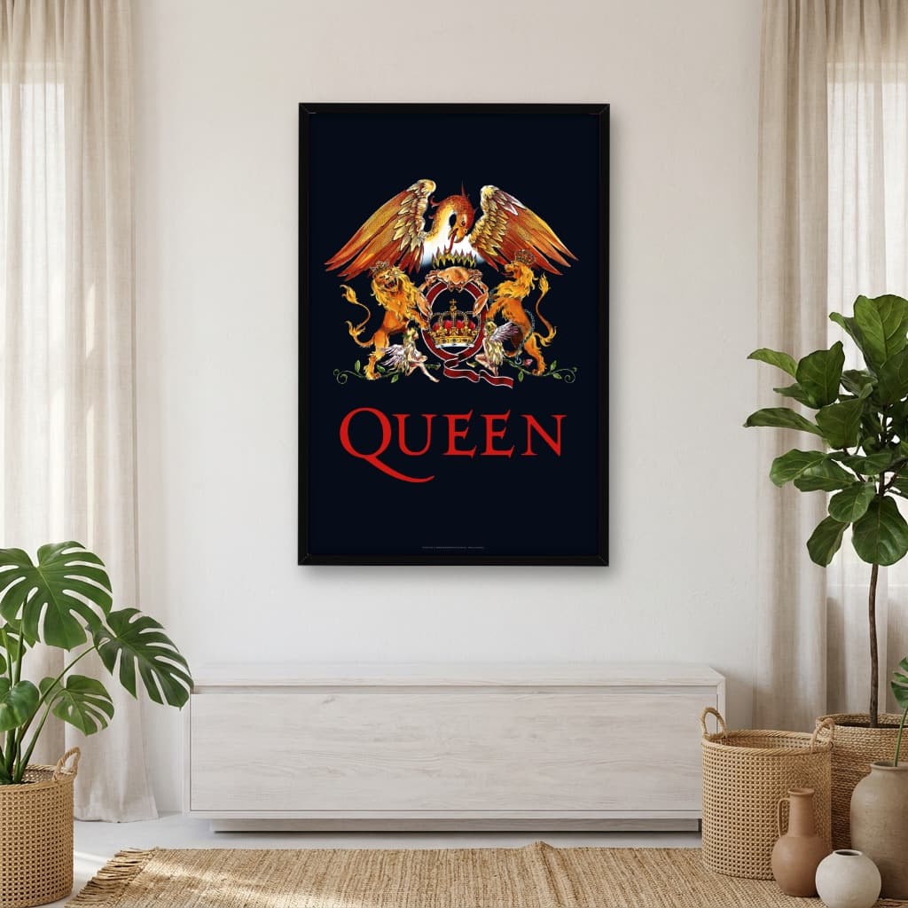 Quadro Decorativo Queen - Brasão com Fundo Preto