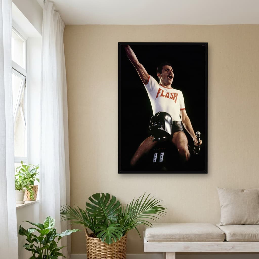 Quadro Decorativo Freddie Mercury sentado no Darth Vader