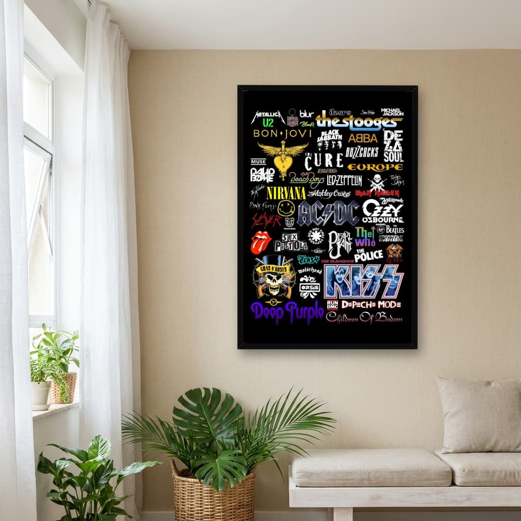 Quadro Decorativo Bandas De Rock Anos 70 e 80