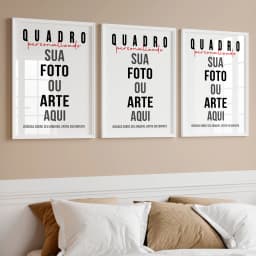 Kit Trio de Quadros Decorativos Personalizados com Sua Foto ou Arte
