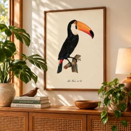Quadro Decorativo Tucano-Toco | Ilustração Ornitológica Vintage – Jacques Barraband