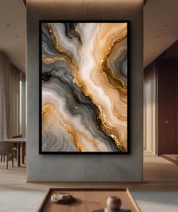 Quadro Decorativo Veios de Ouro Abstrato Mármore e Ágata Opção 02