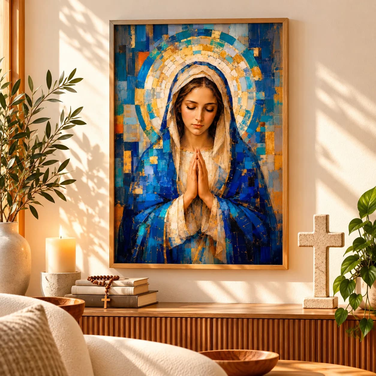 Quadro Decorativo Luz da Oração – Ave Maria em Oração | Arte Sacra