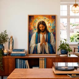 Quadro Decorativo Luz da Oração – Jesus Cristo em Oração | Arte Sacra