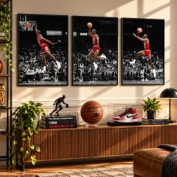 Kit Trio Quadros Decorativos Michael Jordan | Arte Digital Basquete NBA