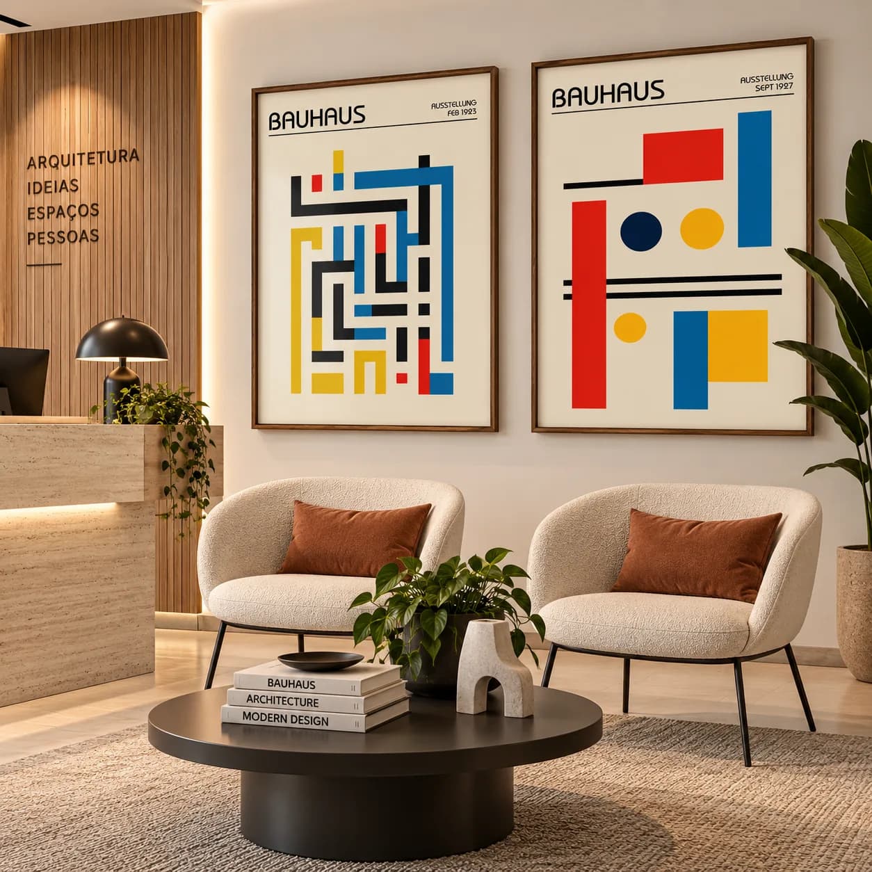 Kit Duo Quadros Decorativos Bauhaus Ausstellung 1923 e 1927 | Arte Geométrica e Design Modernista