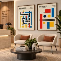 Kit Duo Quadros Decorativos Bauhaus Ausstellung 1923 e 1927 | Arte Geométrica e Design Modernista