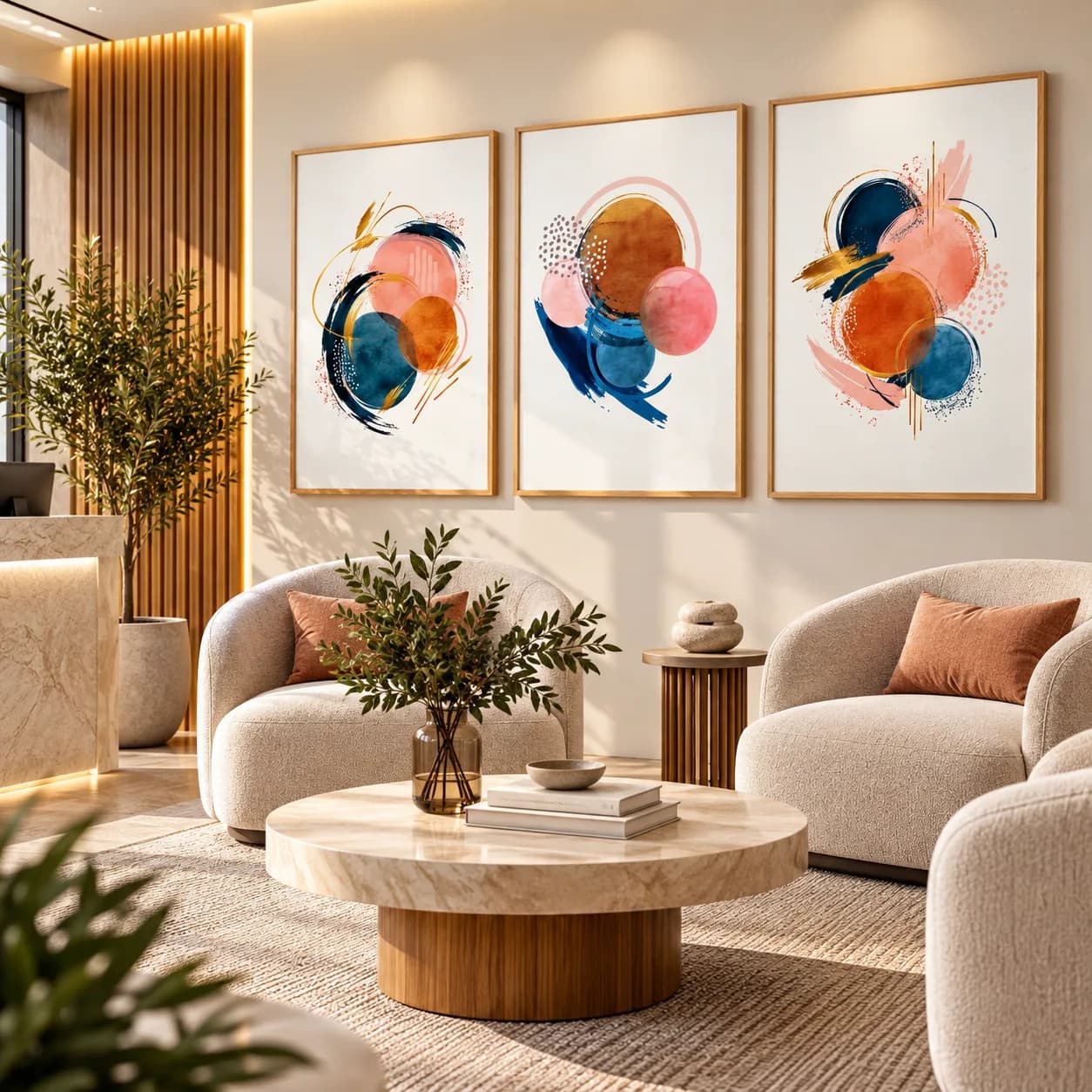 Kit Trio Quadros Decorativos Harmonia das Formas – Arte Abstrata Geométrica