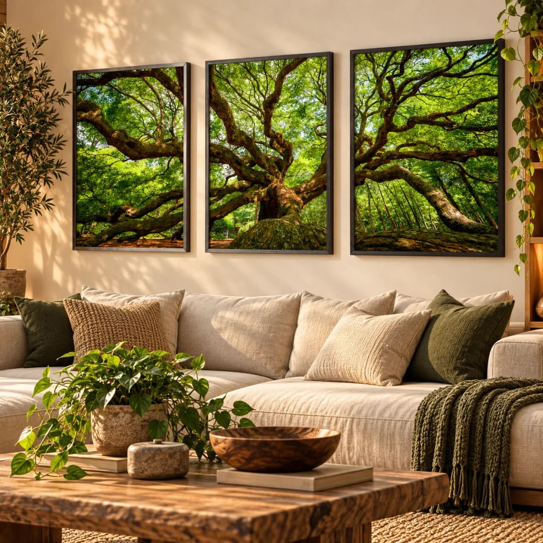 Kit Trio Quadros Decorativos Árvore da Vida – Natureza e Floresta