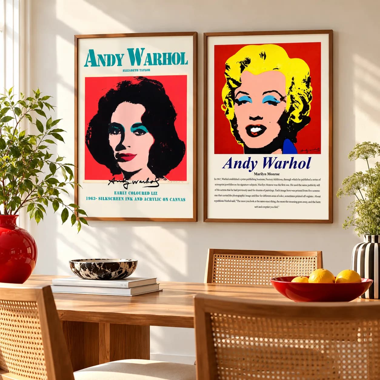 Kit Duo Quadros Decorativos Andy Warhol – Elizabeth Taylor e Marilyn Monroe