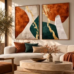 Kit Duo Quadros Decorativos Entre Terra e Ouro