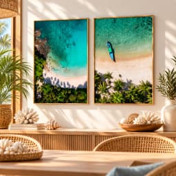 Kit Duo Quadros Decorativos Praias da Tailândia – Phuket e Koh Tao