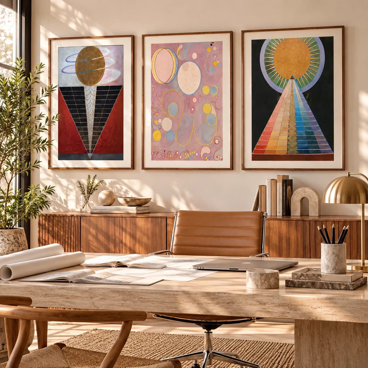 Kit Trio Quadros Decorativos Hilma af Klint – Arte Abstrata
