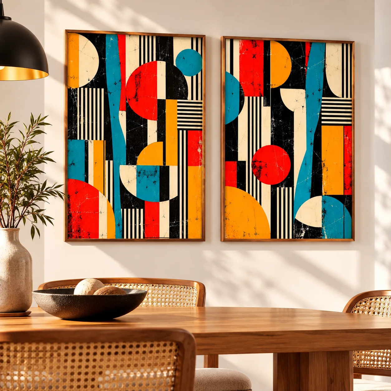 Kit Duo Quadros Decorativos Ritmo Modernista