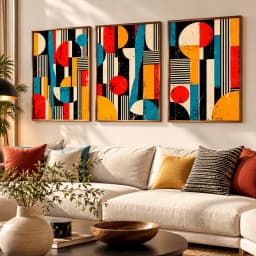 Kit Trio Quadros Decorativos Ritmo Modernista