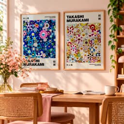 Kit Duo Quadros Decorativos Takashi Murakami – Multicolor Flowers Collection