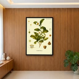 Quadro Decorativo Arte Botânica Camellia Thea Lk - Planta de chá Camélia Arte Vintage