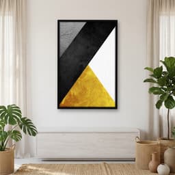 Quadro Decorativo Formas Abstrato Geométrico Gold Black -vs02