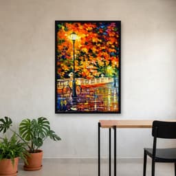 Quadro Decorativo Pintura Bicicleta Solitária no Parque