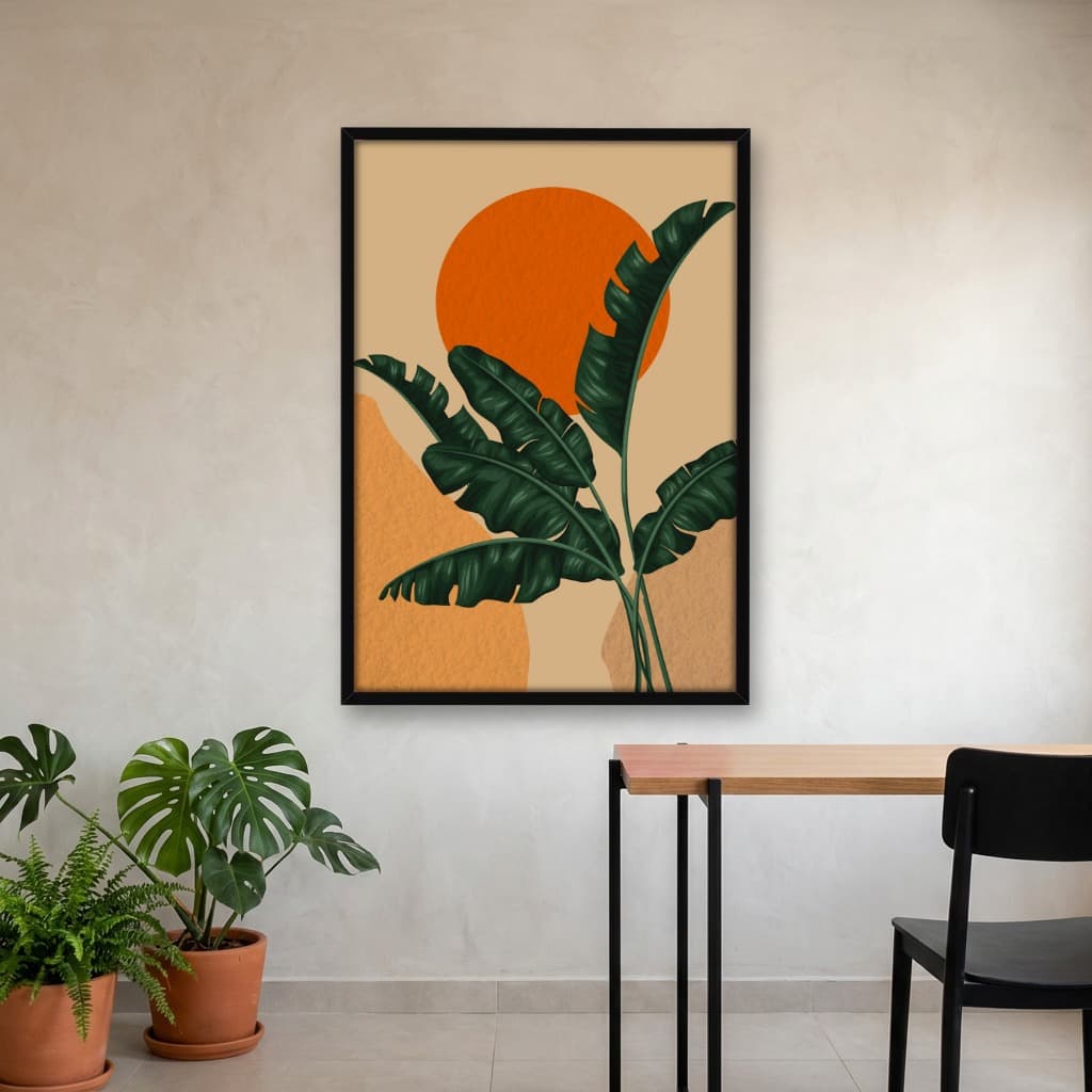 Quadro Decorativo Arte Abstrato Folhagem e Cores Terracota - vs03