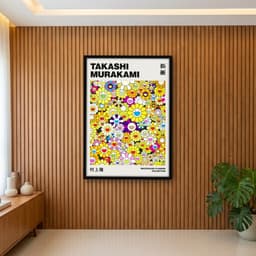 Quadro Decorativo Takashi Murakami Multicolor Flores Amarelos