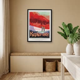 Quadro Decorativo KEPLER186F - Cartaz de Turismo Visão do Futuro da NASA do Espaço
