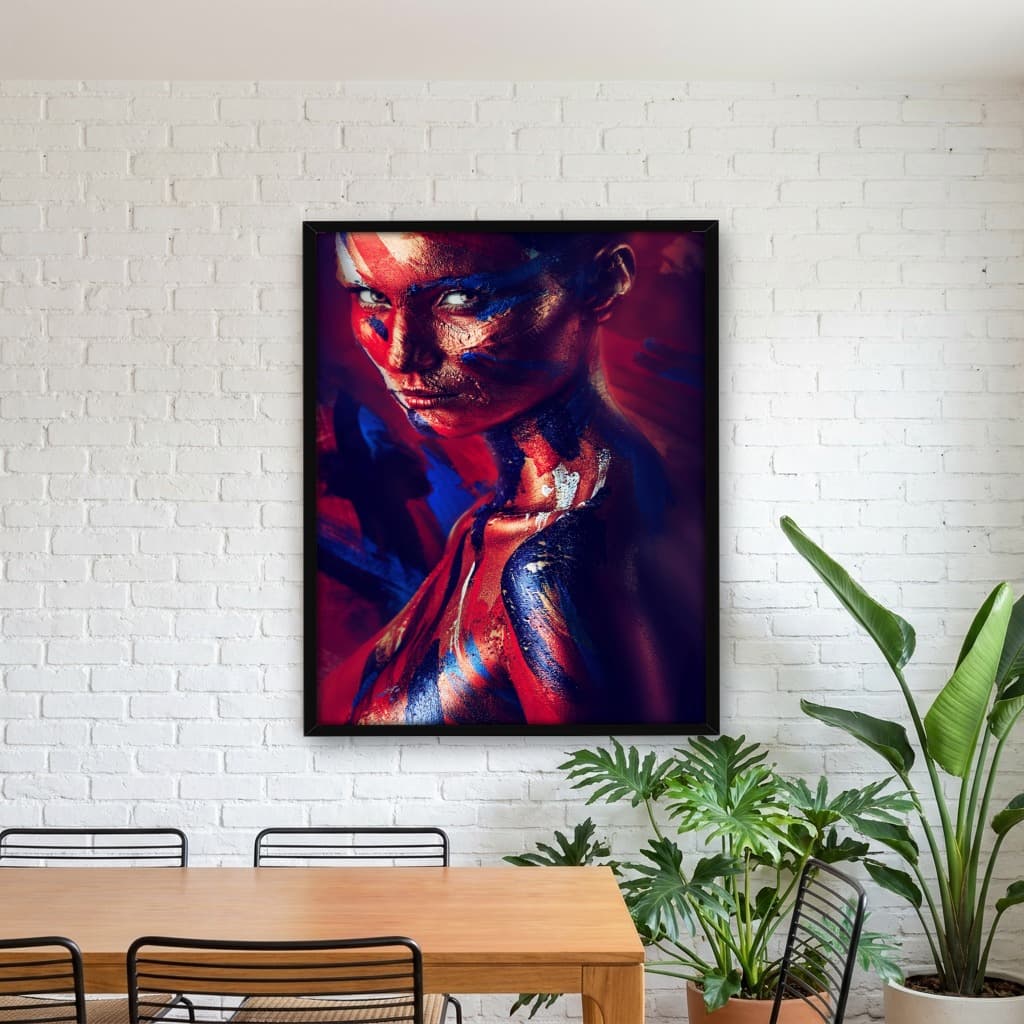 Quadro Decorativo Mulher Corpo Pintado de Tinta