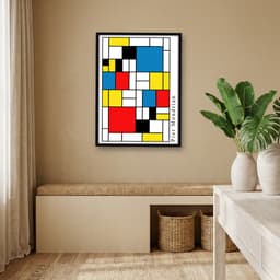 Quadro Decorativo Pintura Abstrata Cubos Quadrados - Piet Mondrian