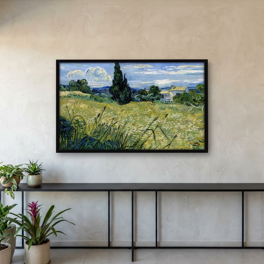 Quadro Decorativo Pintura Campo de Trigo com Ciprestes Obra do Artista Vincent van Gogh