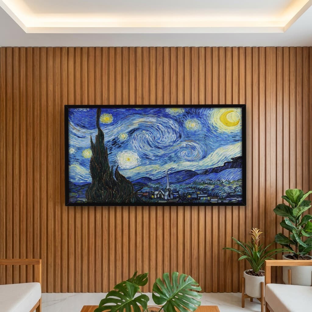 Quadro Decorativo Pintura A Noite Estrelada Obra do Artista Vincent van Gogh