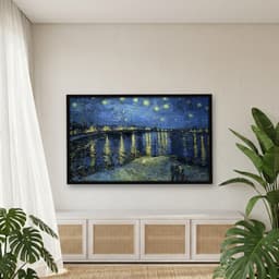 Quadro Decorativo Pintura Noite Estrelada Sobre o Ródano Obra do Artista Vincent van Gogh