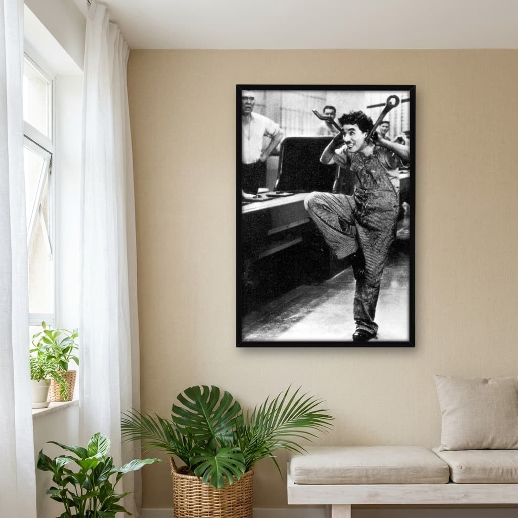 Quadro Decorativo Charlie Chaplin - Linha de Produção