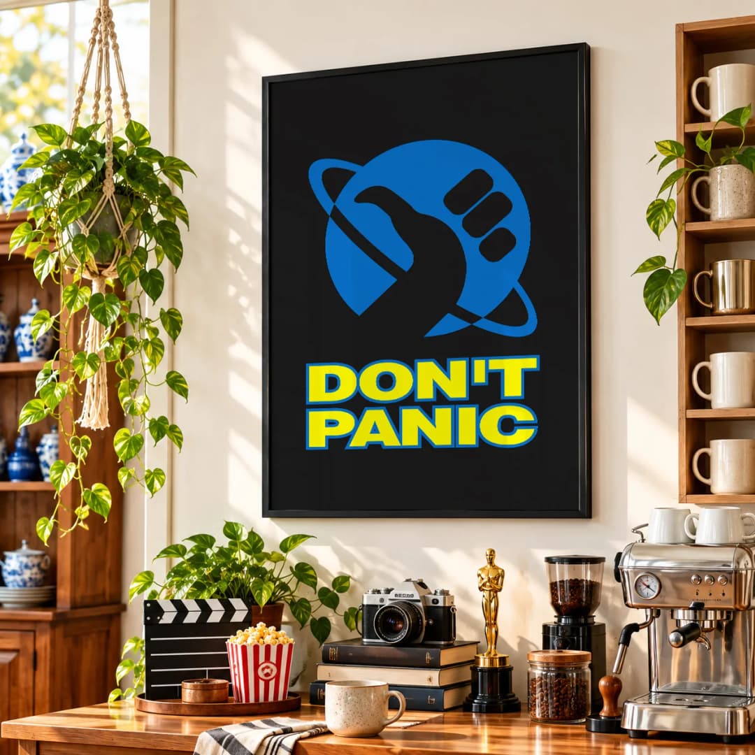 Quadro Decorativo O Guia do Mochileiro das Galáxias – Don't Panic