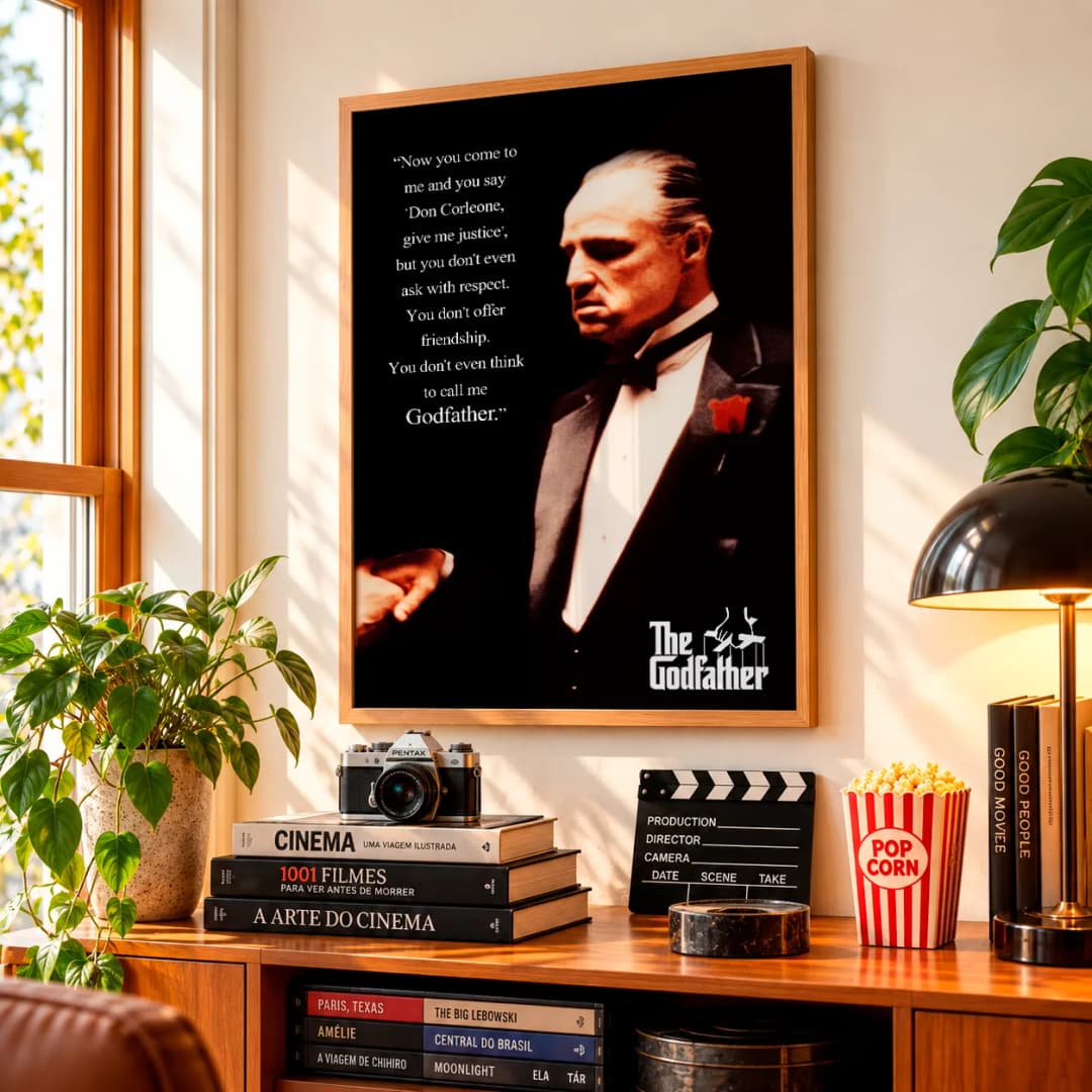 Quadro Decorativo O Poderoso Chefão - Frase Don Corleone Give Me Justice