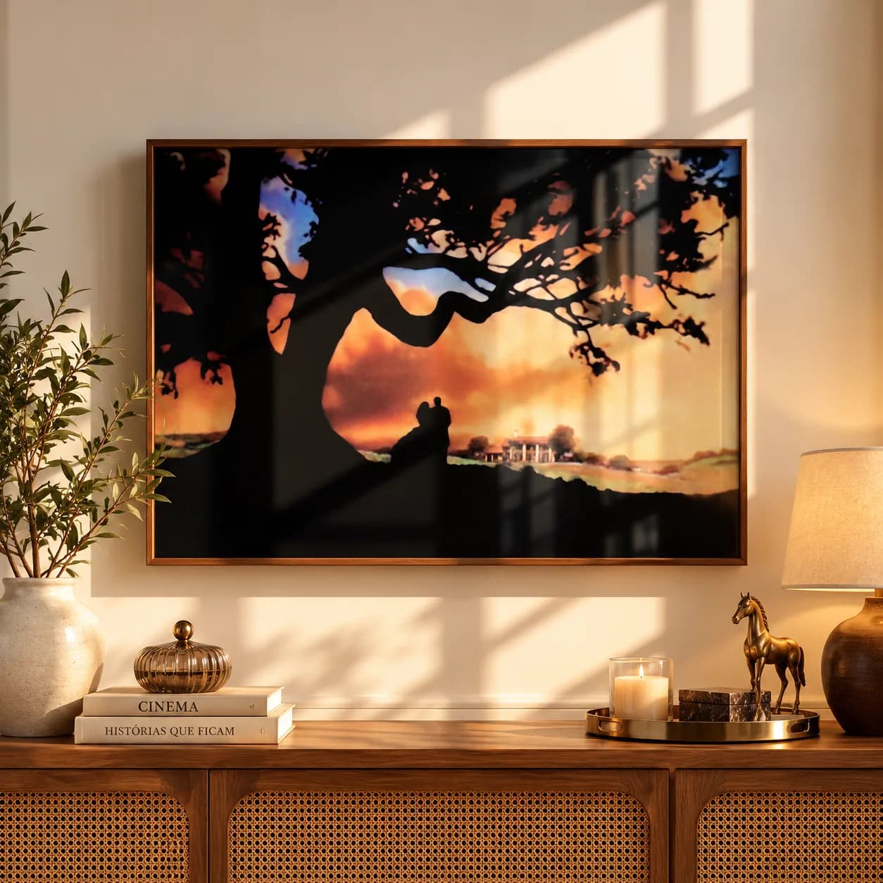 Quadro Decorativo ...E o Vento Levou Cena ao Pôr do Sol