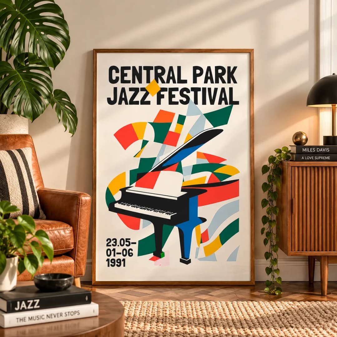 Quadro Decorativo Central Park Jazz Festival 1991 - Arte Geométrica Musical