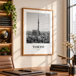 Quadro Decorativo Tokyo Japan – Tokyo Skytree | Fotografia Urbana em Preto e Branco