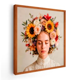 Quadro Decorativo Entre Flores e Sonhos – Menina 01 - Arte Floral Contemporânea