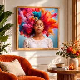 Quadro Decorativo Menina Entre Sonhos e Cores