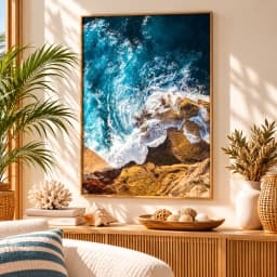 Quadro Decorativo Encontro das Ondas e Rochas