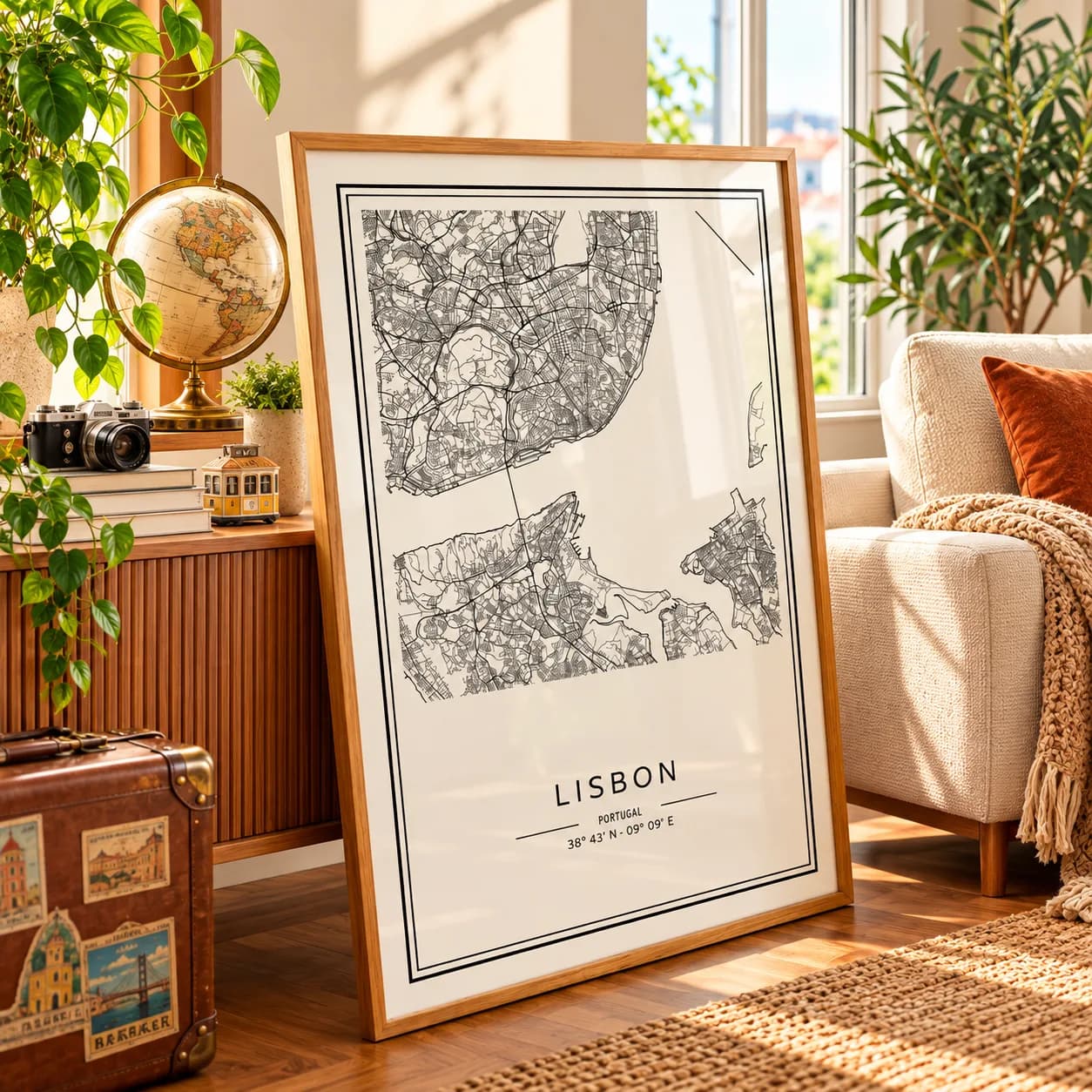 Quadro Decorativo Mapa de Lisboa – Portugal