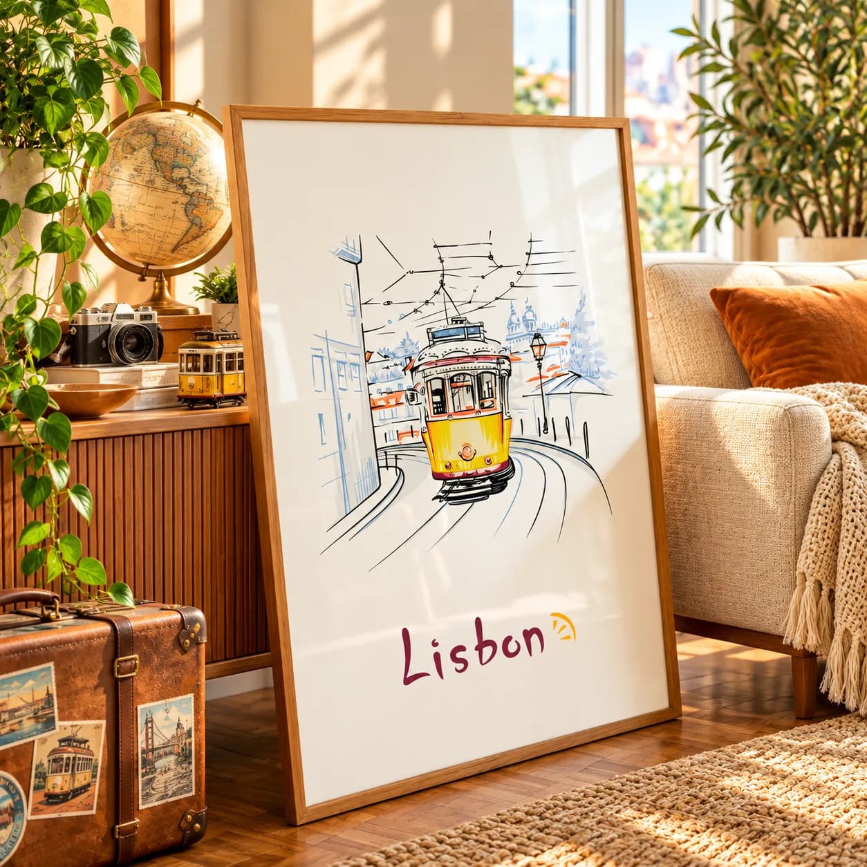 Quadro Decorativo Lisbon Bonde Amarelo – Lisboa Portugal