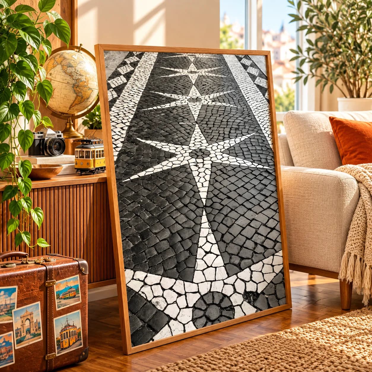 Quadro Decorativo Calçada Portuguesa – Rosa dos Ventos Lisboa